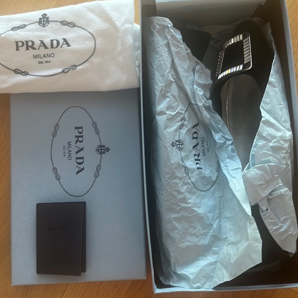 Prada Suede Flats With Rhinestone Buckle - Picture 11 of 12